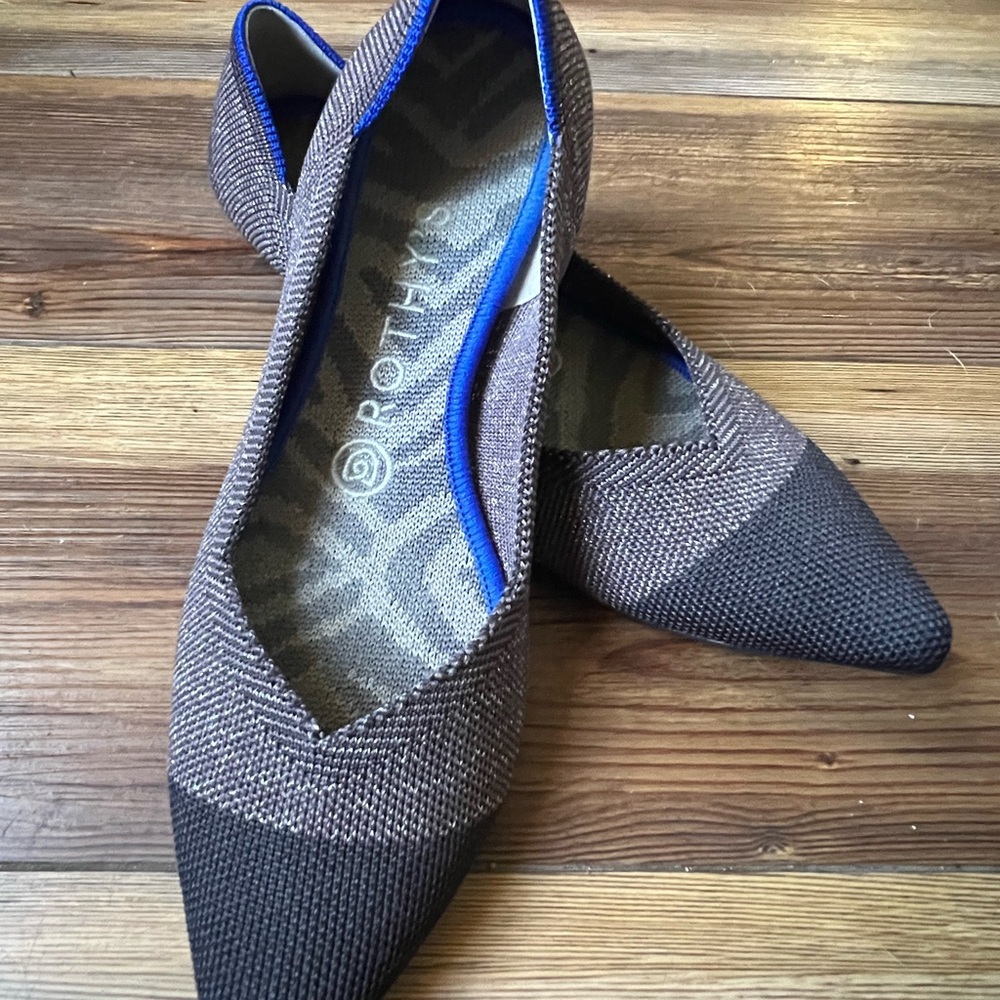 Rothy’s The Point Classic Flats Shoes Size 7.5 Twilight Metallic Grey Retired